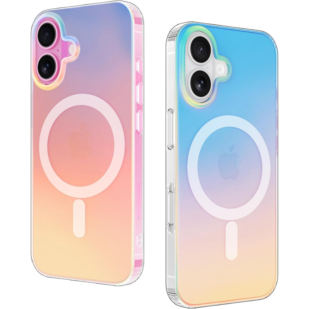 Husă iPhone 17, magnetică MagSafe, transparentă, cu efect cameleon, multicolor