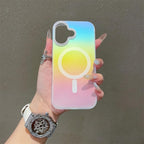Husă iPhone 17, magnetică MagSafe, transparentă, cu efect cameleon, multicolor