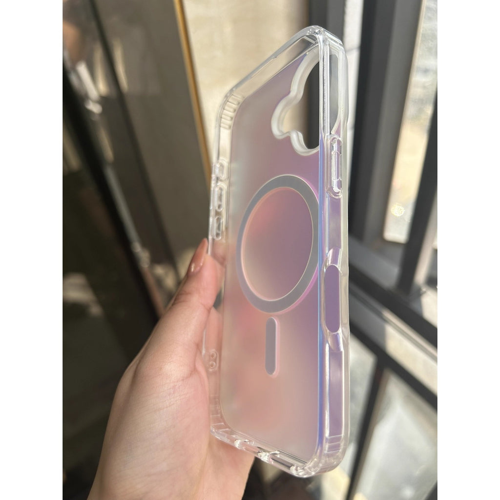 Husă iPhone 17, magnetică MagSafe, transparentă, cu efect cameleon, multicolor