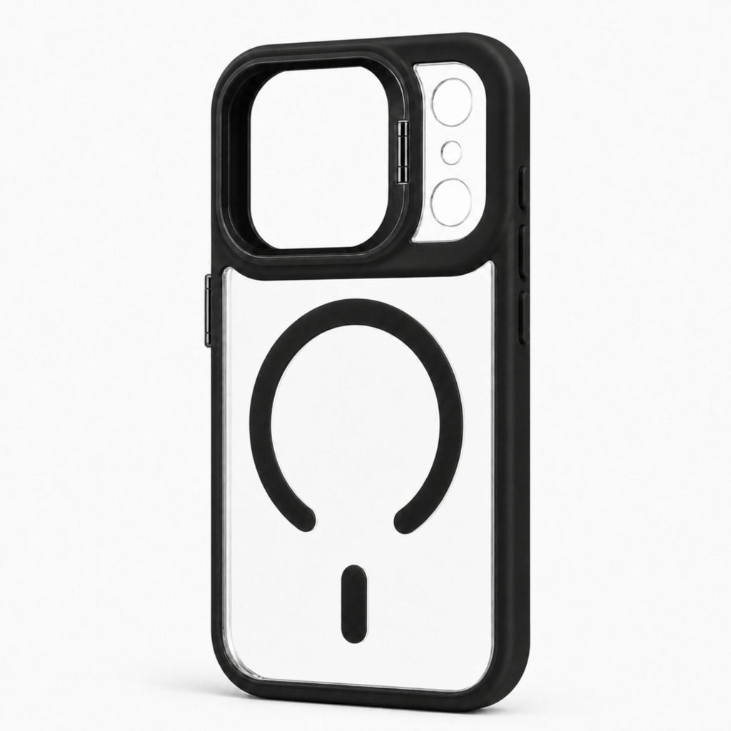 Husă iPhone 17 Pro, magnetică MagSafe, transparentă, negru