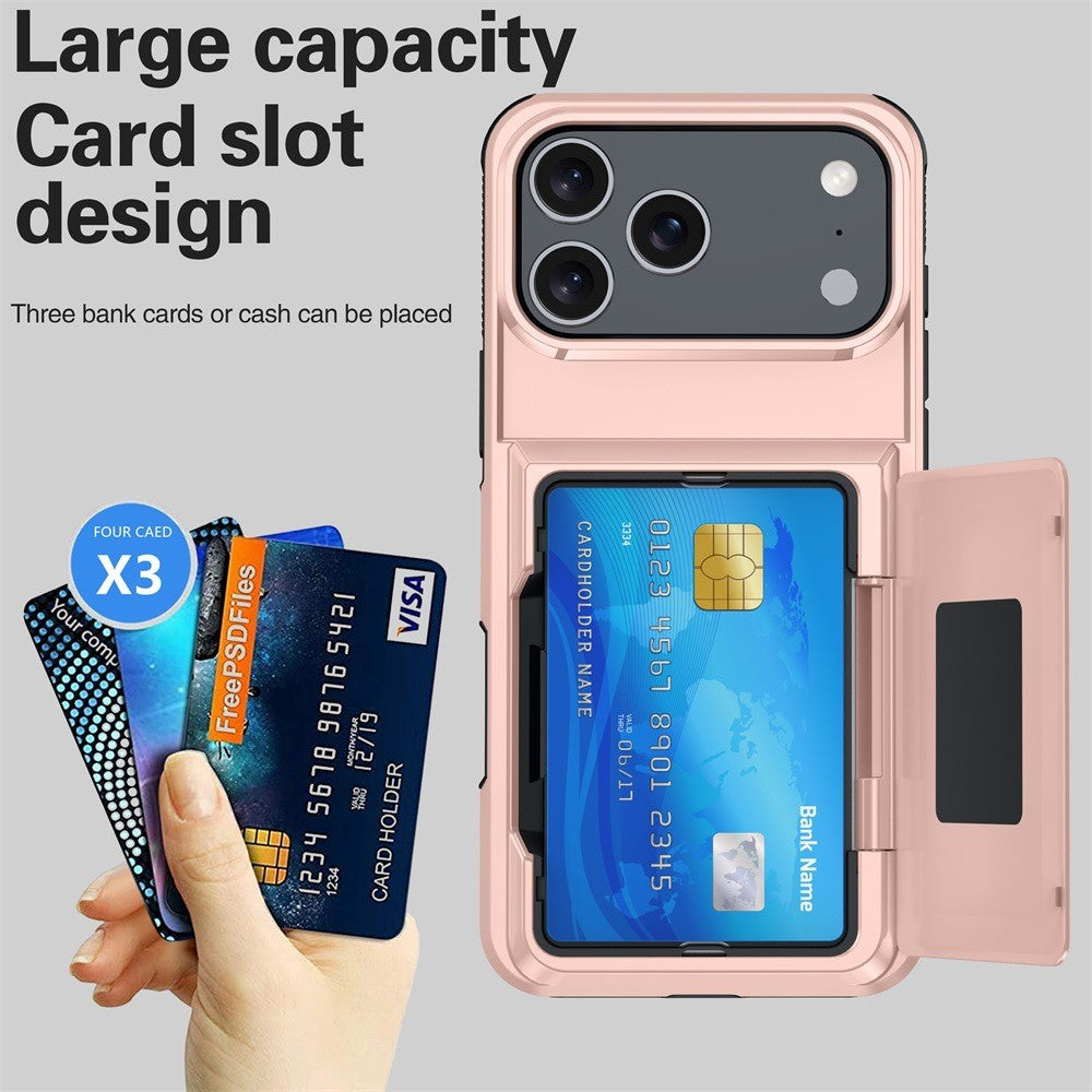 Husă iPhone 17 Pro Max, cu buzunar pentru card, roz