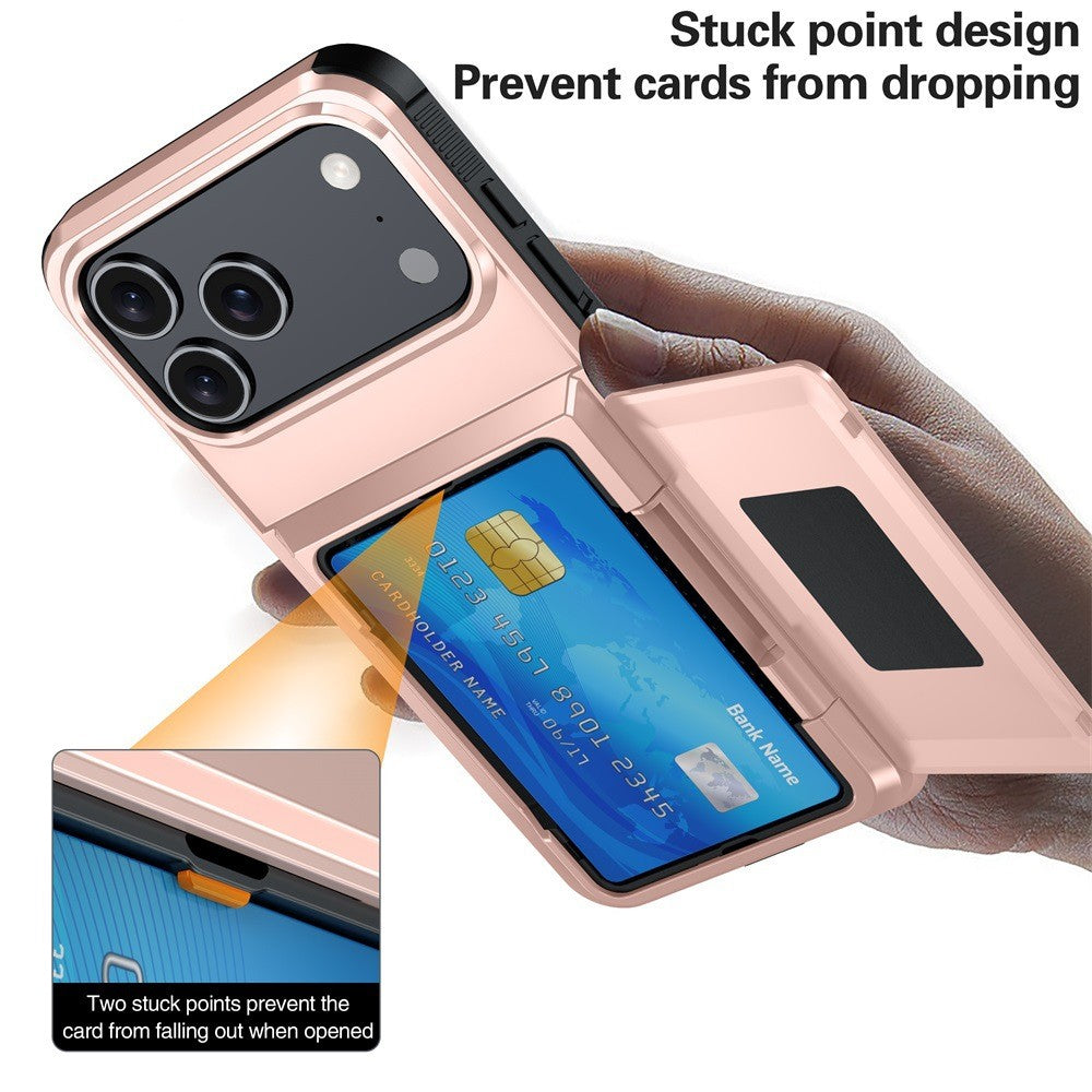 Husă iPhone 17 Pro Max, cu buzunar pentru card, roz