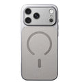 Husă iPhone 17 Pro Max, magnetică MagSafe, piele ecologică, argintiu