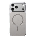 Husă iPhone 17 Pro Max, magnetică MagSafe, piele ecologică, argintiu
