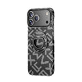 Husă iPhone 17 Pro Max, texturată, cu inel-suport magnetic, negru