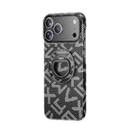 Husă iPhone 17 Pro Max, texturată, cu inel-suport magnetic, negru