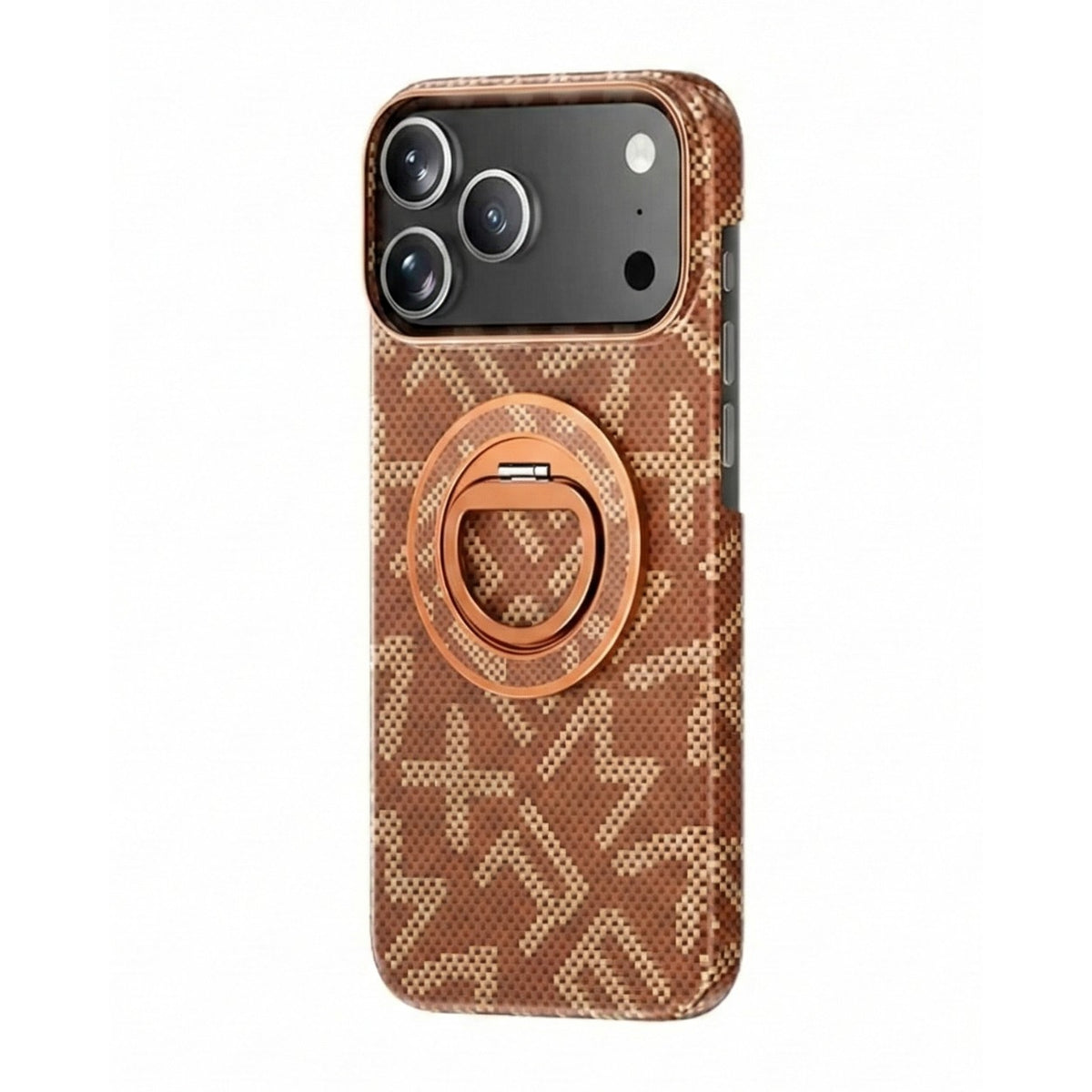 Husă iPhone 17 Pro Max, texturată, cu inel-suport magnetic, portocaliu