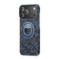 Husă iPhone 17 Pro, texturată, cu inel-suport magnetic, albastru