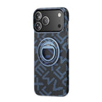 Husă iPhone 17 Pro, texturată, cu inel-suport magnetic, albastru