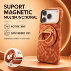 Husă iPhone 17 Pro, texturată, cu inel-suport magnetic, portocaliu