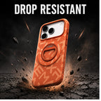 Husă iPhone 17 Pro, texturată, cu inel-suport magnetic, portocaliu
