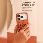 Husă iPhone 17 Pro, texturată, cu inel-suport magnetic, portocaliu
