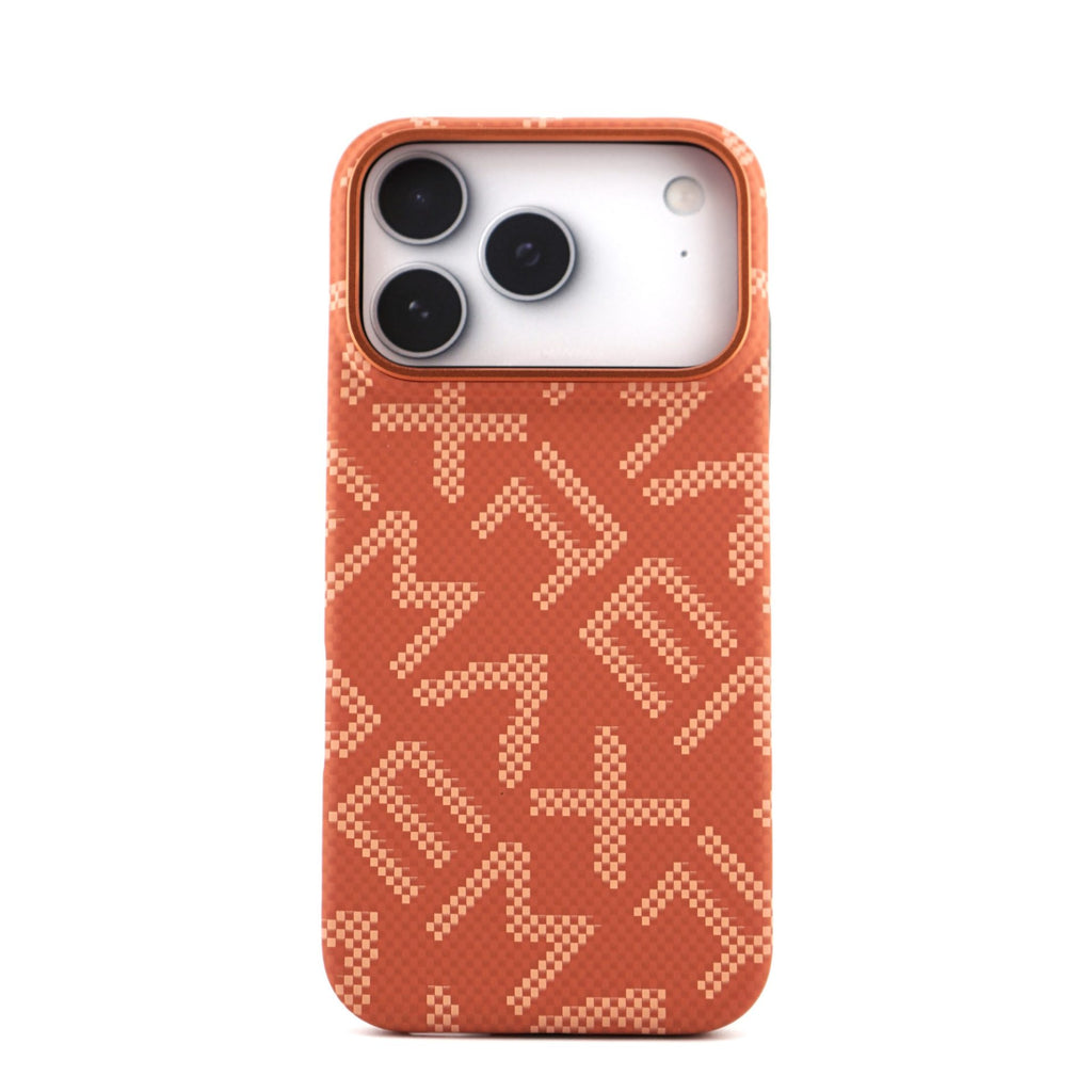 Husă iPhone 17 Pro, texturată, cu inel-suport magnetic, portocaliu