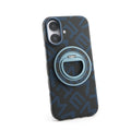 Husă iPhone 17, texturată, cu inel-suport magnetic, albastru