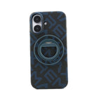 Husă iPhone 17, texturată, cu inel-suport magnetic, albastru
