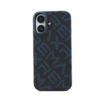 Husă iPhone 17, texturată, cu inel-suport magnetic, albastru