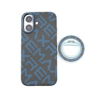 Husă iPhone 17, texturată, cu inel-suport magnetic, albastru