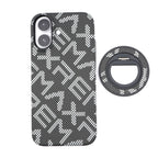 Husă iPhone 17, texturată, cu inel-suport magnetic, negru
