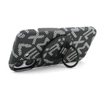 Husă iPhone 17, texturată, cu inel-suport magnetic, negru