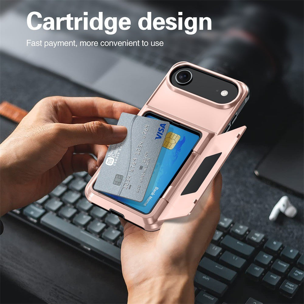 Husă iPhone Air, cu buzunar pentru card, roz