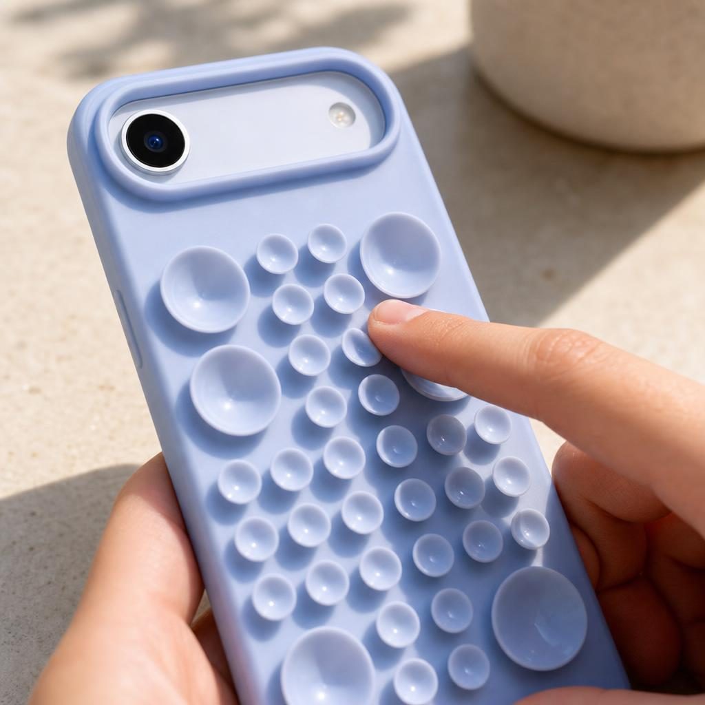 Husă iPhone Air, din silicon, cu ventuze, alb