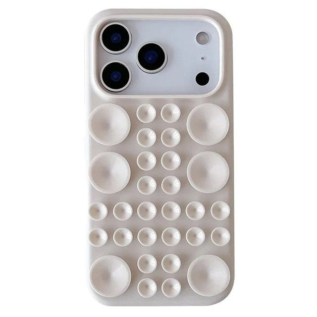Husă iPhone Air, din silicon, cu ventuze, crem