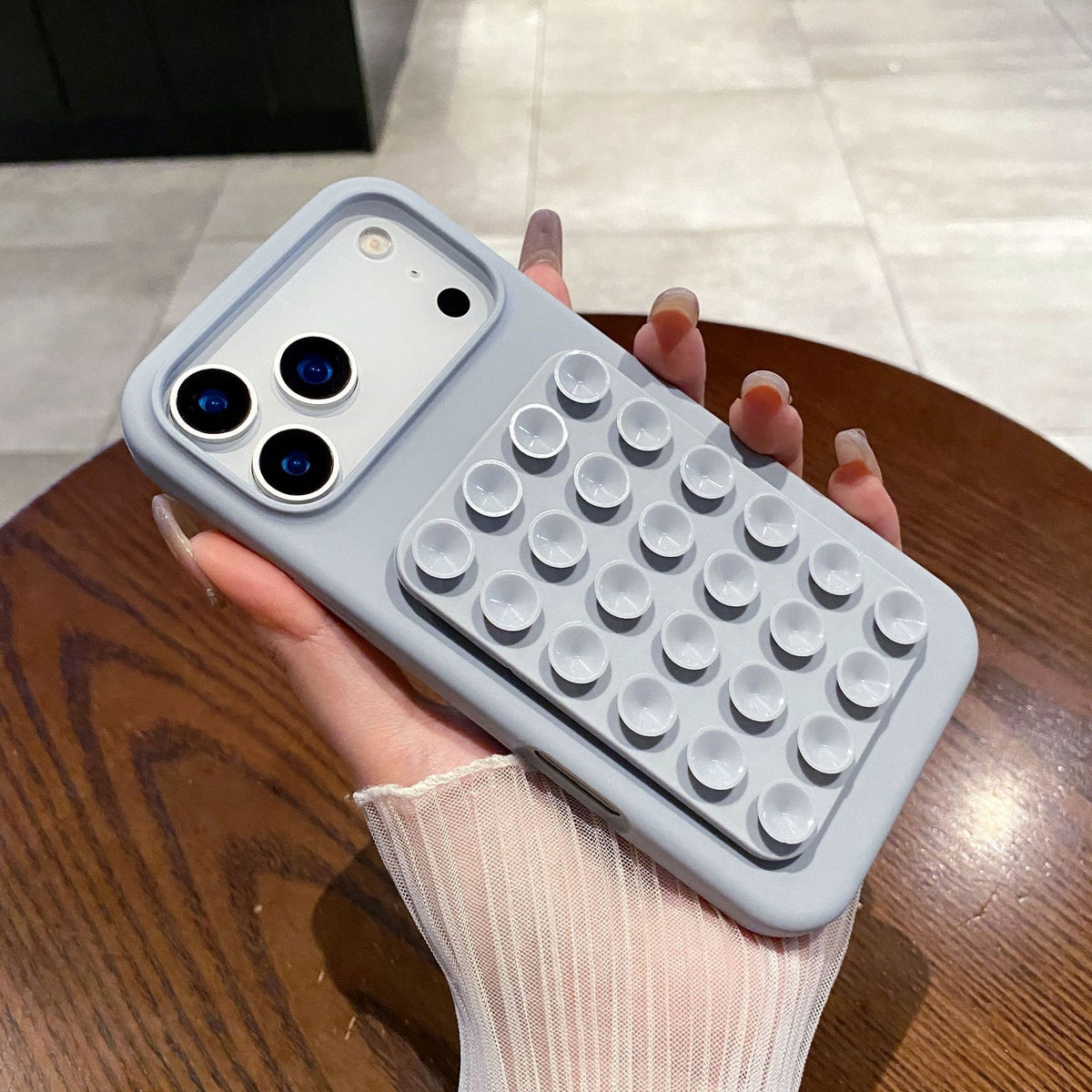 Husă iPhone Air, din silicon, cu ventuze, din cauciuc moale, gri
