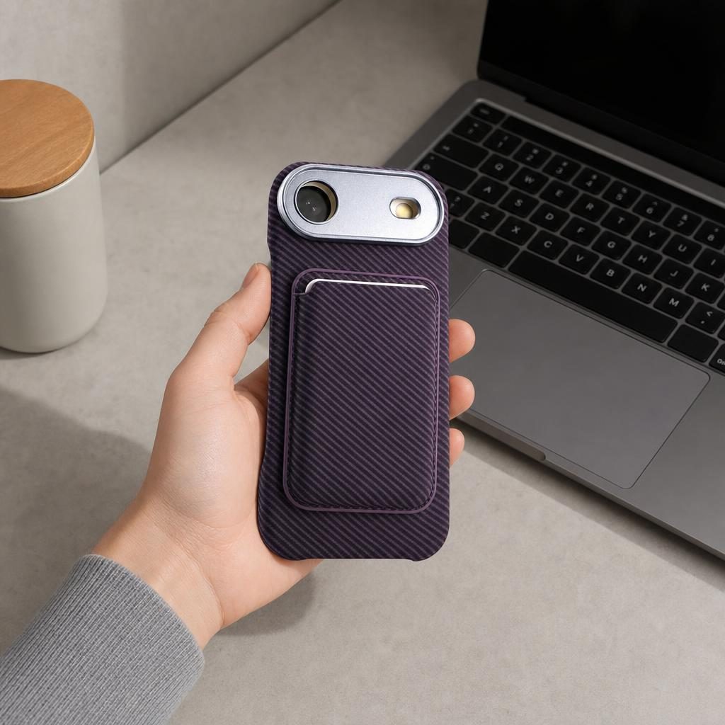 Husă iPhone Air, magnetică MagSafe, cu portcard detașabil, mov