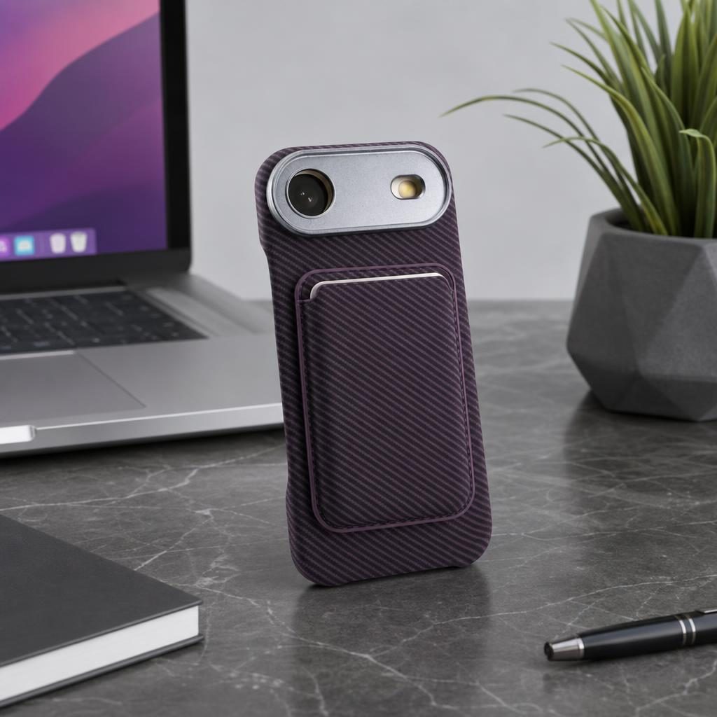 Husă iPhone Air, magnetică MagSafe, cu portcard detașabil, mov