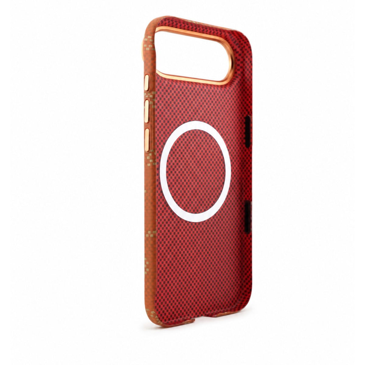 Husă iPhone Air, magnetică MagSafe, fibră de carbon, portocaliu