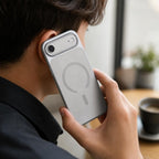 Husă iPhone Air, magnetică MagSafe, piele ecologică, argintiu