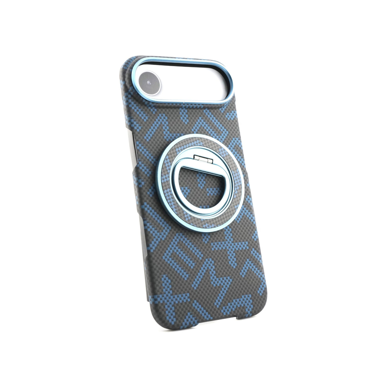 Husă iPhone Air, texturată, cu inel-suport magnetic, albastru