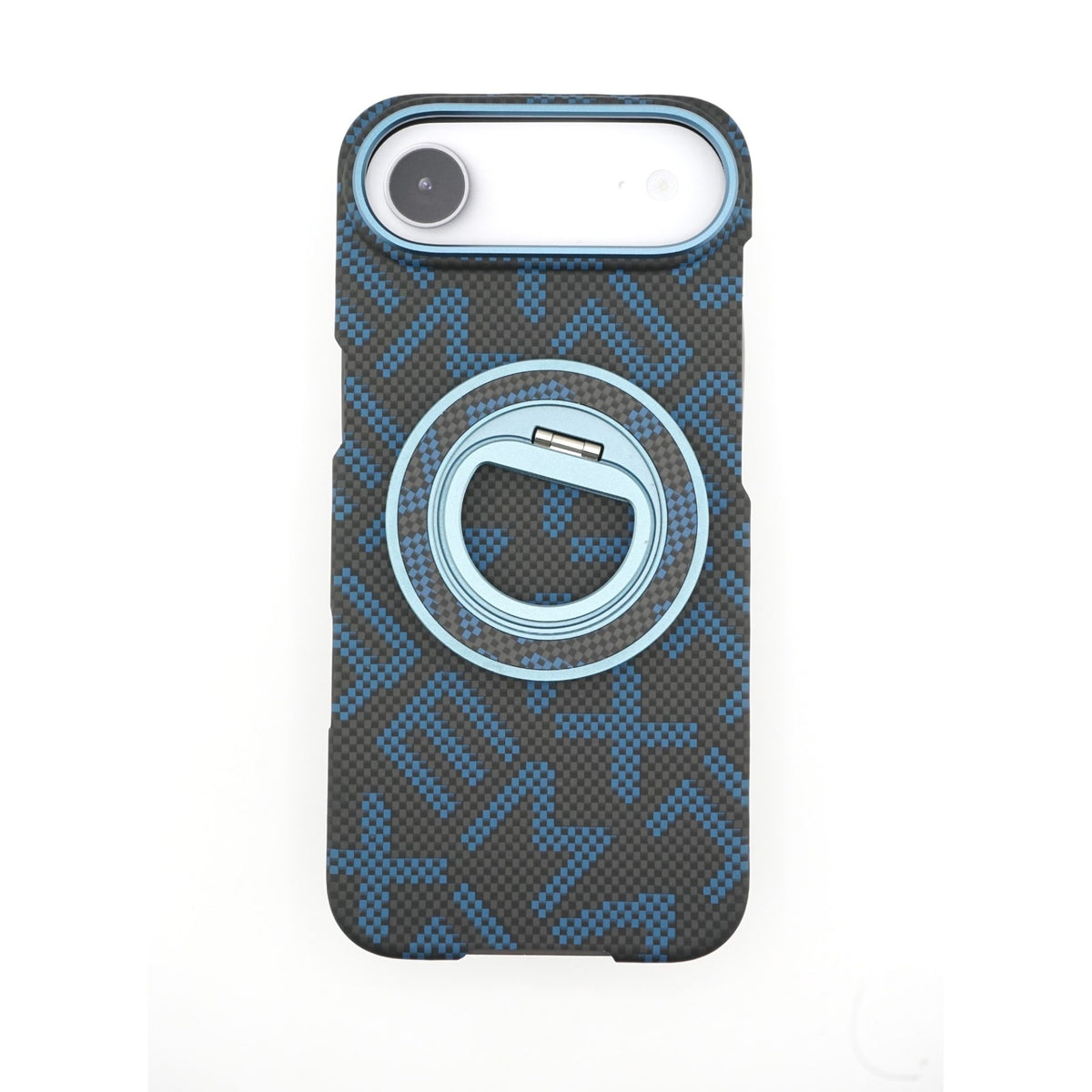 Husă iPhone Air, texturată, cu inel-suport magnetic, albastru