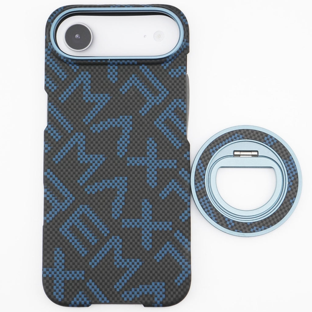 Husă iPhone Air, texturată, cu inel-suport magnetic, albastru