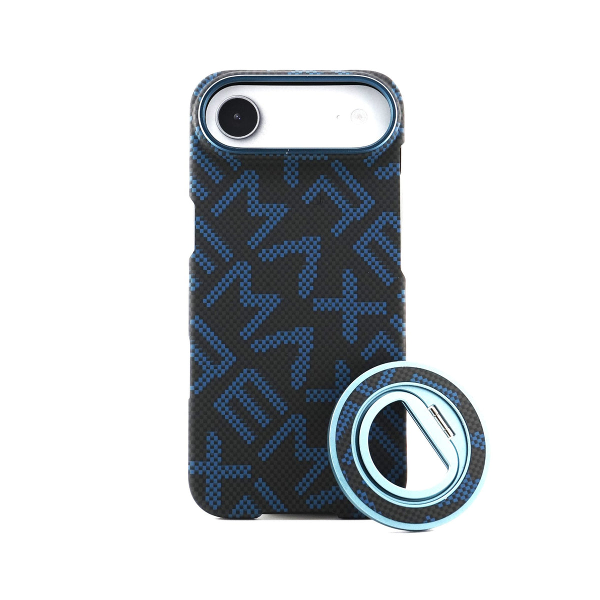 Husă iPhone Air, texturată, cu inel-suport magnetic, albastru