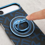 Husă iPhone Air, texturată, cu inel-suport magnetic, albastru