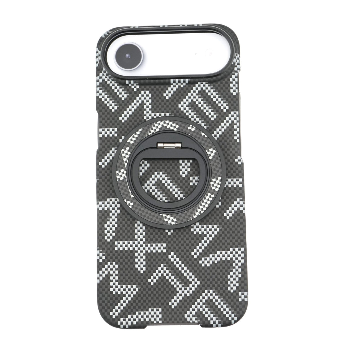 Husă iPhone Air, texturată, cu inel-suport magnetic, negru