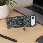 Husă iPhone Air, texturată, cu inel-suport magnetic, negru