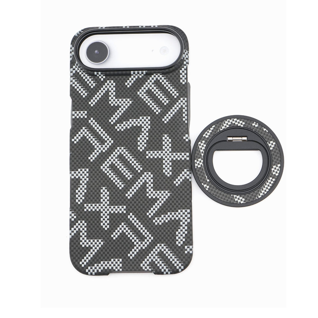 Husă iPhone Air, texturată, cu inel-suport magnetic, negru