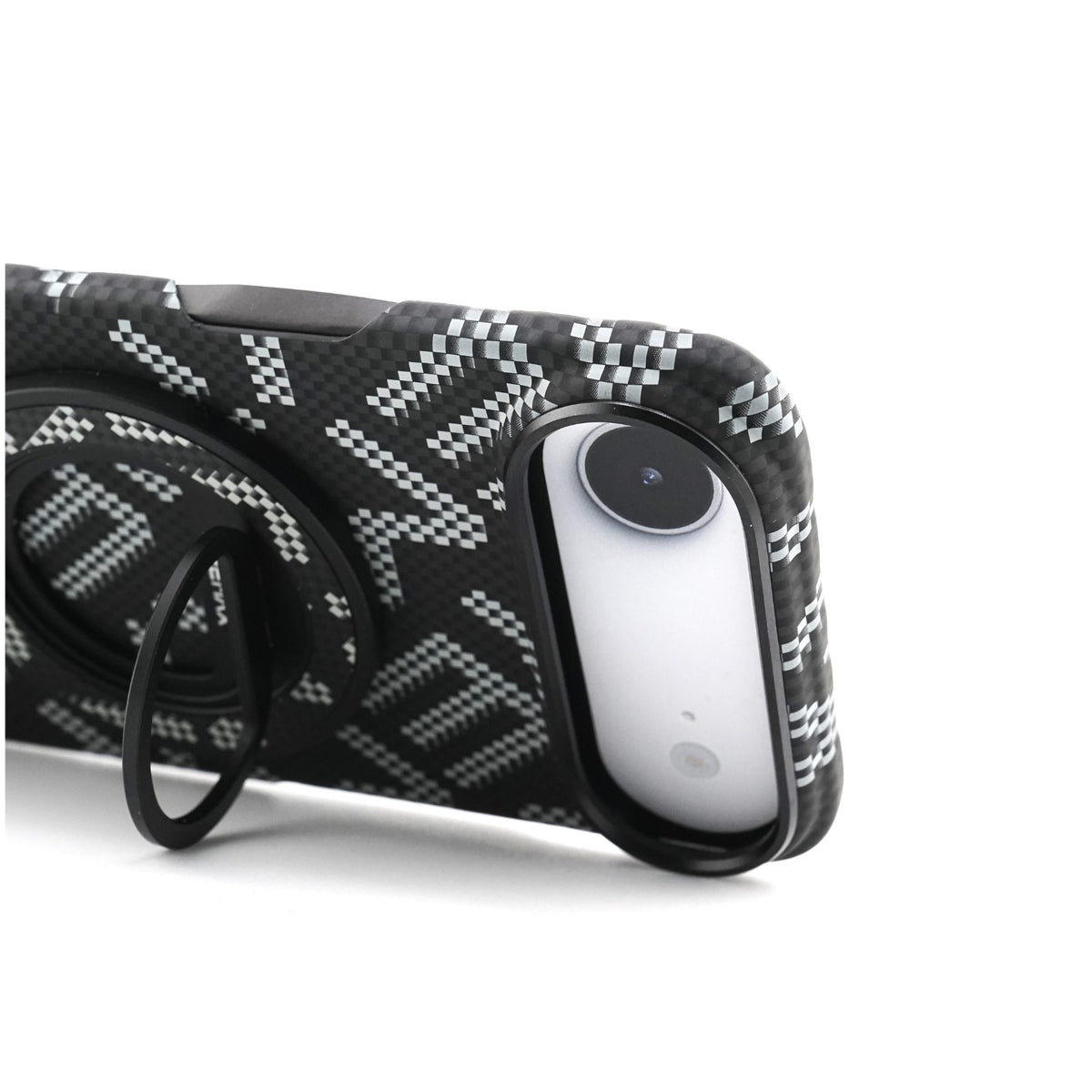 Husă iPhone Air, texturată, cu inel-suport magnetic, negru