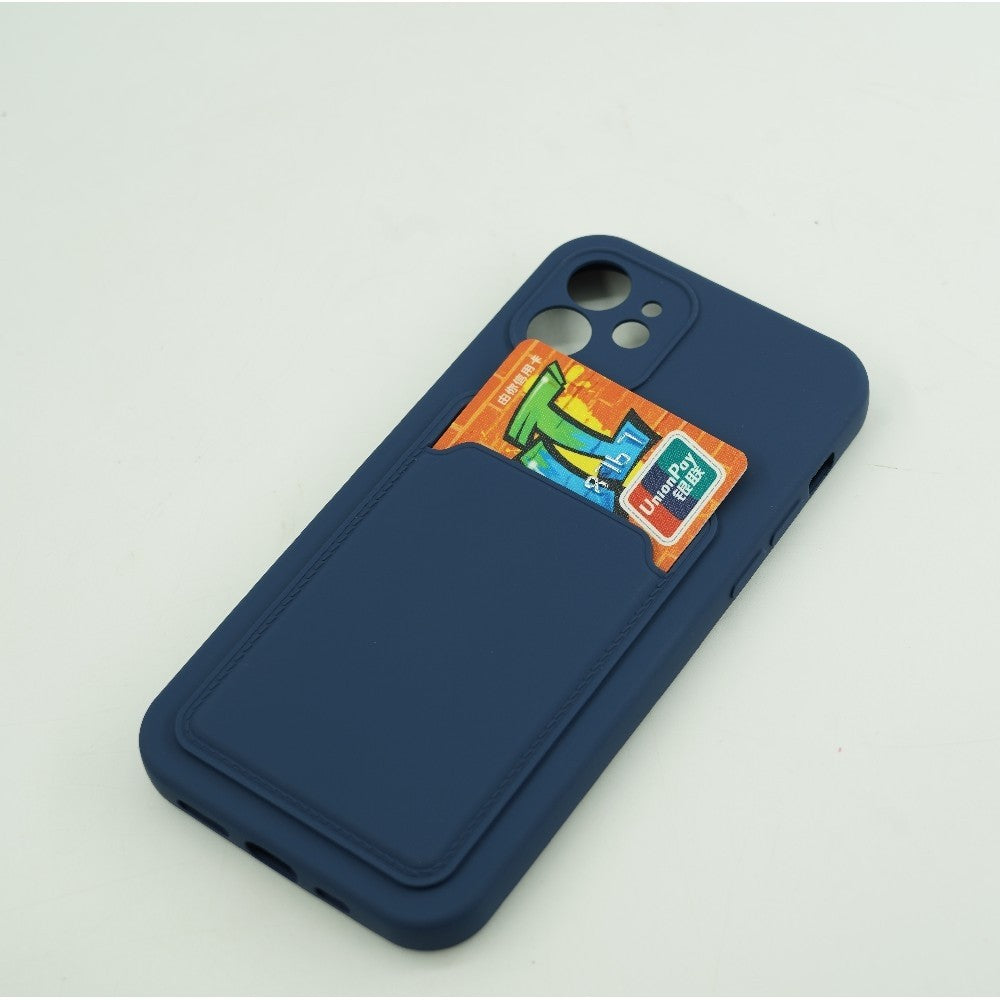 Husă Samsung Galaxy A02s / A03s, cu buzunar pentru card, albastru închis