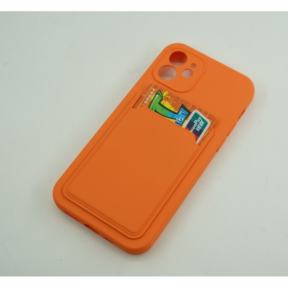 Husă Samsung Galaxy A02s / A03s, cu buzunar pentru card, portocaliu