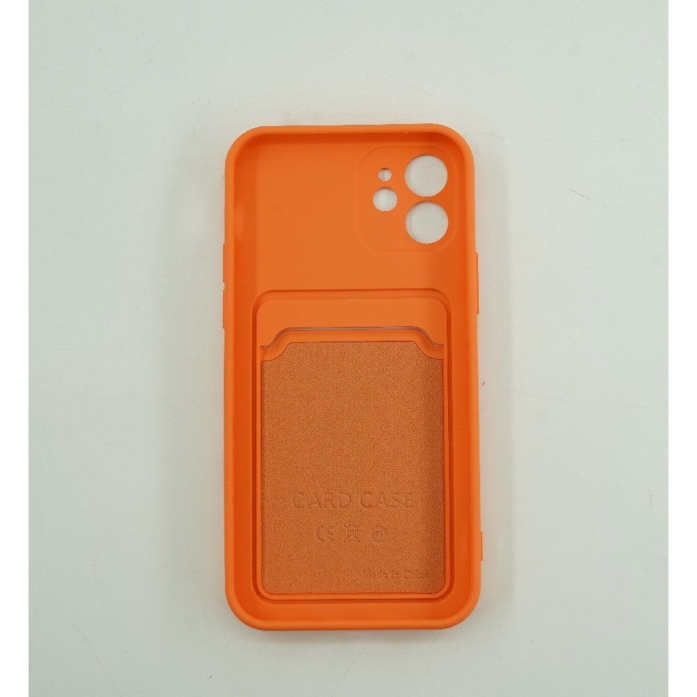 Husă Samsung Galaxy A02s / A03s, cu buzunar pentru card, portocaliu