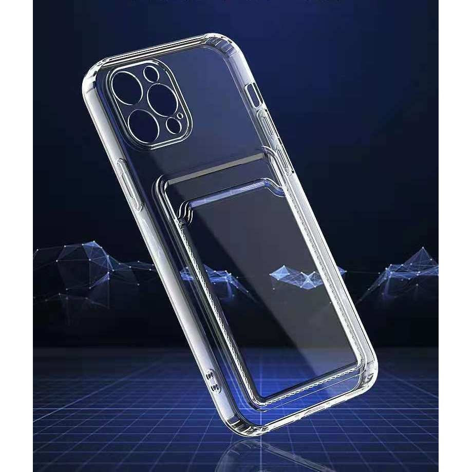 Husă Samsung Galaxy A02s / A03s, cu buzunar pentru card, transparent
