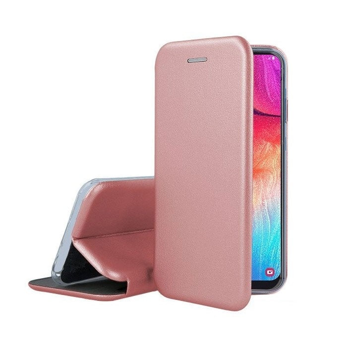 Husă Samsung Galaxy A02s / A03s, tip carte, roz-auriu