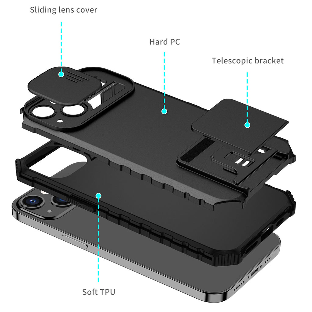Husă Samsung Galaxy A02s / A03s, ultra-rezistentă cu suport, negru