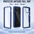 Husă Samsung Galaxy A03, 360° ultra-rezistentă, albastru