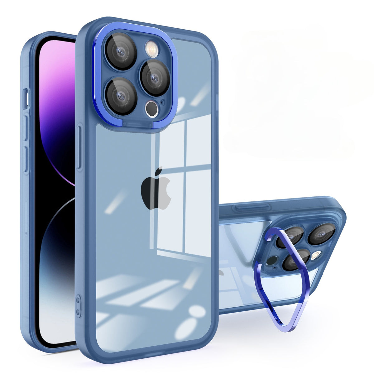 Husă Samsung Galaxy A03, cu inel-suport, albastru