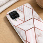 Husă Samsung Galaxy A12, marmorată, alb/multicolor
