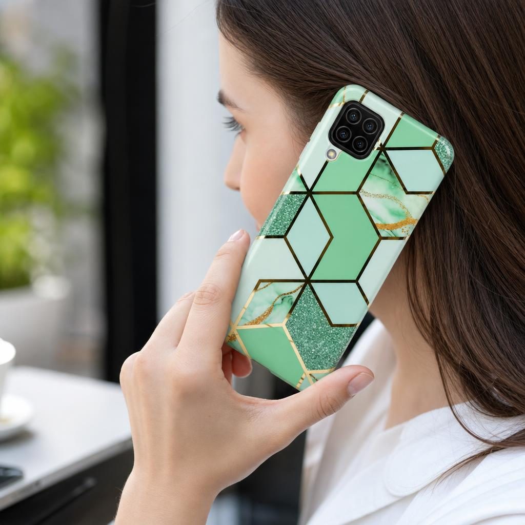 Husă Samsung Galaxy A12, marmorată, verde
